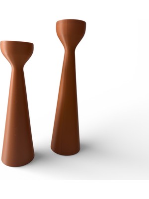 Major Hobi 3D Baskı Modern Şamdan Mumluk Seti 22,5 cm & 19 cm Minimal Dekoratif Masa Şamdanı