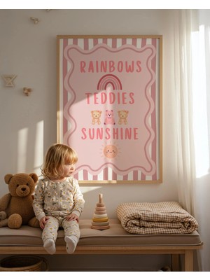 Ninastore Gökkuşağı Ayıcıkları Güneş Işığı Baskılı Kız Çocuk Hediyeleri - Bebek Odası - Oyun Odası