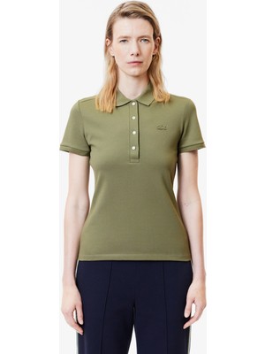 Lacoste Kadın Slim Fit Haki Polo