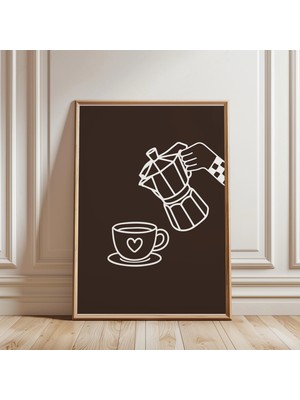 Ninastore Kahve Baskılı Kahverengi Dekor - Mutfak Dekorasyonu - Sıcak Duvar Sanatı - Vintage Dekor - Bayanlar