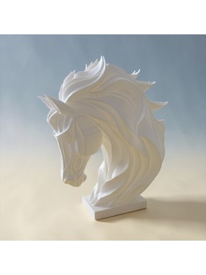 Major Hobi 3D Baskı Dekoratif At Büstü Biblo 17X15 cm Modern Heykel Obje