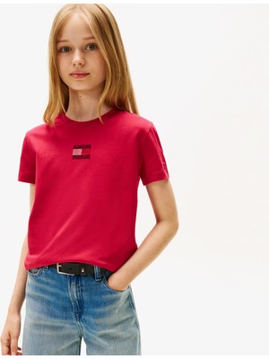 Tommy Hilfiger Rhine Stone Flag Çocuk Kırmızı T-Shirt