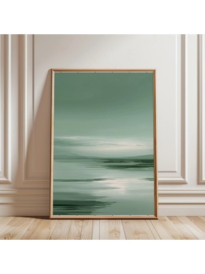 Ninastore Adaçayı Yeşili Soyut Baskı - Adaçayı Yeşili Duvar Sanatı - Minimalist Deniz Manzarası Sanatı -