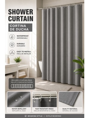 Generic Modern Duş Perdesi – Su Geçirmez Banyo Perdesi (180X180 Cm)