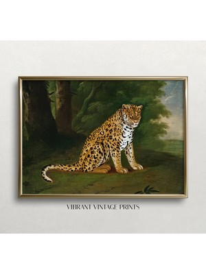 Ninastore Vintage Leopar Desenli Sanat Eseri: Karanlık Akademik Tarzda Dekorasyon (Baskı)