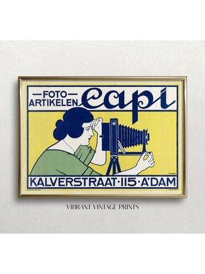 Ninastore Fotoğraf Makinesiyle Viktorya Dönemi Kadını - Vintage Duvar Sanatı - Fotoğraf Makinesi Reklamı -