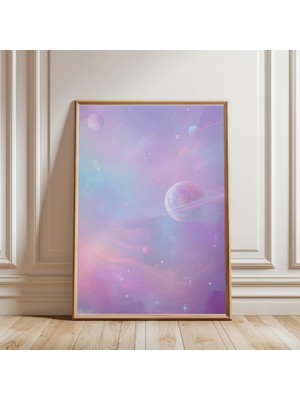 Ninastore Pastel Galaksi Baskısı – Mavi ve Pembe Uzay Dekorasyonu – Çocuk Odası Duvar Sanatı – Bebek Odası
