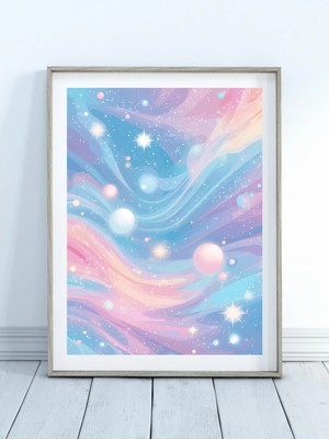 Ninastore Pastel Galaksi Baskısı – Çocuk Odası Duvar Dekoru – Erkek Çocuk Odası Dekoru – Kız Çocuk Odası –
