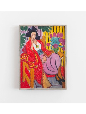 Ninastore Matisse Kırmızı Elbiseli Kadın Baskısı: Vintage Renkli Duvar Sanatı (Baskı)