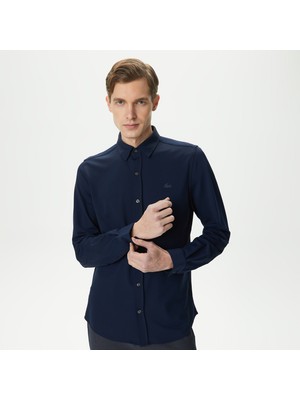 Lacoste Erkek Slim Fit Düğmeli Yaka Lacivert Gömlek