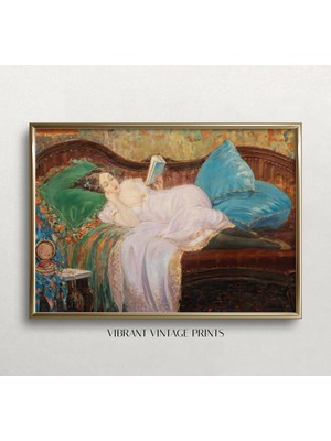 Ninastore Vintage Kadın Kitap Okuyor Sanat Baskısı: 19. Yüzyıl Portresi (Baskı)