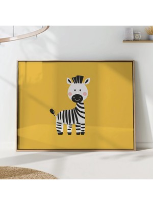 Ninastore Zebra Desenli Çocuk Odası Baskısı: Sarı Safari Hayvanları Temalı Çocuk Odası Dekorasyonu