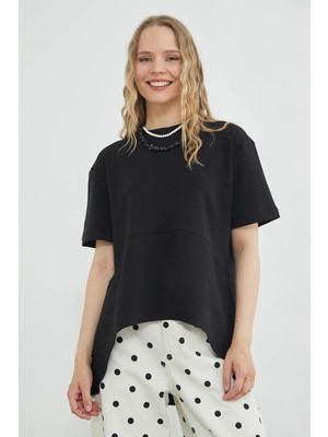 FullaModa Basic Arkası Uzun Oversize Tişört