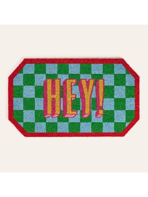 Zsa Zsa Zsu Kerala Mavi - Yeşil Coir Kapı Önü Paspası 45x75 Cm