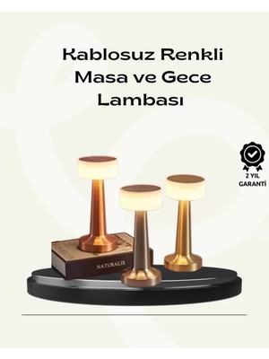 Nemere İthalat Modern Usb'li Kablosuz Masa Lambası – Minimalist Tasarım, 3 Farklı Parlaklık Nemere Ithalat