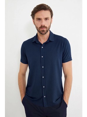 FullaModa Fitilli Kolu Katlı Slim Fit Gömlek