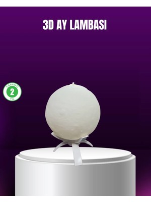 Şarjlı 3D Baskılı 16 Renk Ay Lambası  Stand Midastech