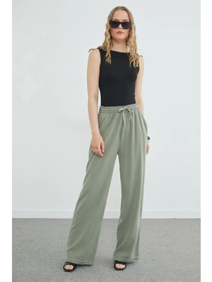 FullaModa Beli Bağlamalı Cepli Tencel Pantolon