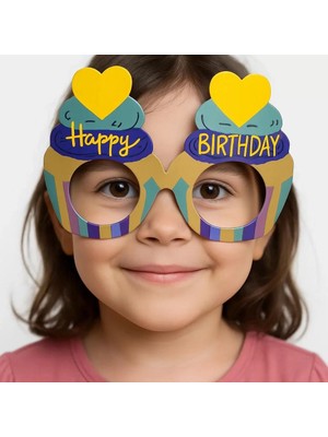 Nemere İthalat Cupcake Temalı Doğum Günü Renkli Karton Happy Birthday Gözlüğü 6 Adet Nemere Ithalat