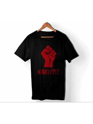Zenvia 1 Mayıs Emekçilerimiz Için Özel Tasarım Haklıyız Baskılı T-Shirt - Siyah