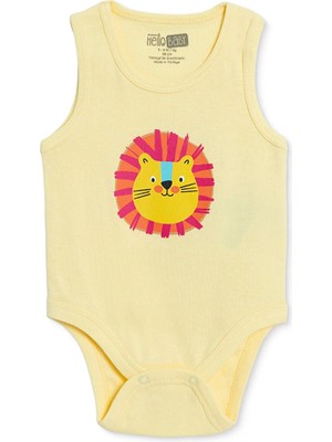 Hellobaby Erkek Bebek Body Hayvan Baskılı Çıtçıtlı Bisiklet Yaka Kısa Kol