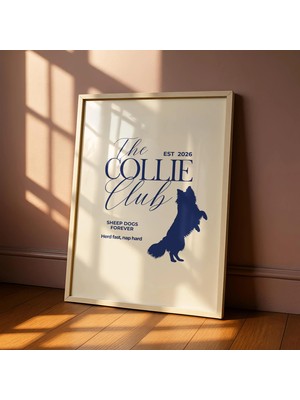 Ninastore Border Collie Grafik Baskılı Duvar Sanatı - Collie Kulübü Tipografi Posteri - Border Collie