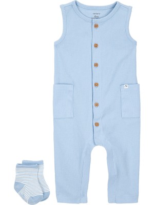 Carter's Erkek Bebek Tulumlu Set  Yenidoğan-12 Ay Mavi