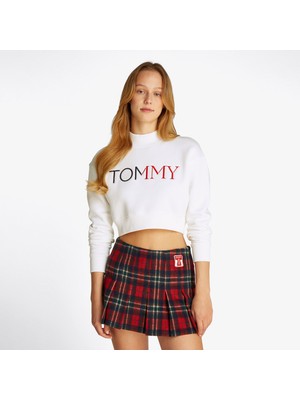 Tommy Hilfiger Tommy Jeans Crop Rwb Kadın Beyaz Sweatshirt