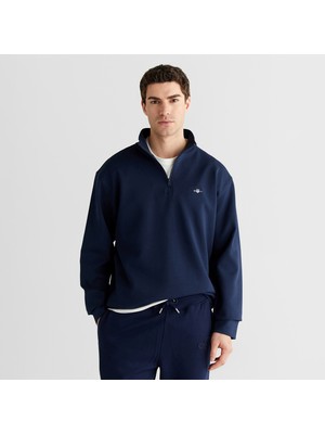 Gant Erkek Lacivert Relaxed Fit Yarım Fermuarlı Sweatshirt