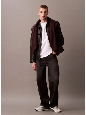 Calvin Klein Siyah Erkek Deri Ceket LV04LB901GUB1_LS 2 Pkt Leather Jack