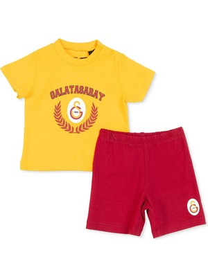 Galatasaray Erkek Bebek Pijama Takımı Bisiklet Yaka Kısa Kol Reçme