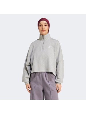Adidas Essentials Fleece Kadın Gri Sweatshirt