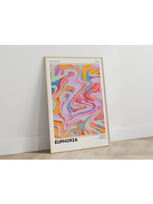 Ninastore Retro Soyut Gradyan Sanat Baskısı: Renkli Coşku Posteri (Baskı)