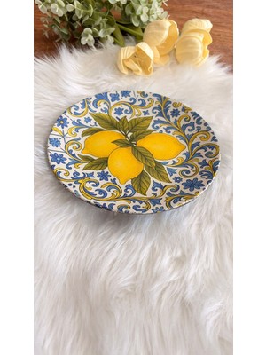 Baykuşca Limon Desenli 18 cm Çaplı Duvar Tabağı