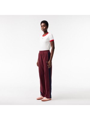 Lacoste Kadın Straight Fit Renk Bloklu Bordo Eşofman Altı