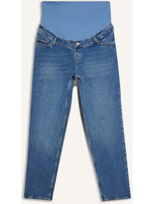 DeFacto Straight Fit Beli Lastikli Bilek Boy Jean Yıkamalı Hamile Pantolon H2077AX26SM