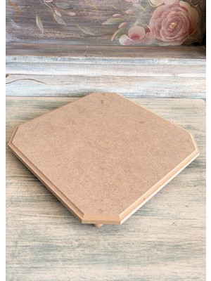 Baykuşca Ham Ahşap Boyanabilir Kare, Ayaklı Sunumluk, Dekoratif Tepsi 21 cm