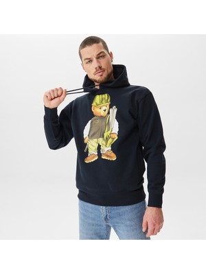 Market Workshop Bear Erkek Lacivert Hoodie