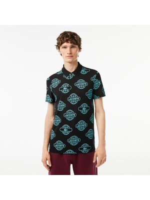 Lacoste Movement Erkek Regular Fit Organik Pamuk Baskılı Siyah Polo