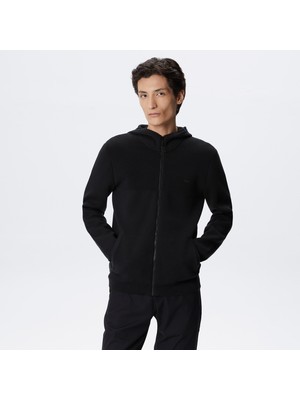 Lacoste Erkek Regular Fit Uzun Kollu Kapüşonlu Desenli Siyah Triko