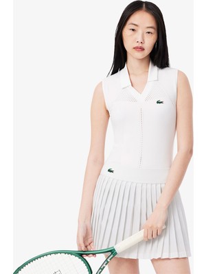 Lacoste Kadın Pileli Beyaz Etek