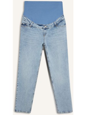 DeFacto Straight Fit Beli Lastikli Bilek Boy Jean Yıkamalı Hamile Pantolon H2077AX26SM