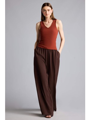 DeFacto Wide Leg Yüksek Bel Keten Karışımlı Pantolon E0127AX26SM