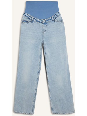 DeFacto Wide Leg Beli Lastikli Uzun Jean Yıkamalı Hamile Pantolon H2070AX26SM