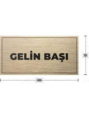 Azresa Gelın Başı Yazılı - Metal - Gold Renk - Kapı Isimliği - 30X15 cm