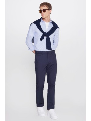 Altınyıldız Classics Pamuklu Slim Fit Dar Kesim Yan Cepli Armürlü Esnek Casual Pantolon