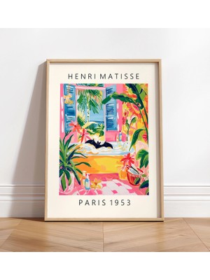 Ninastore Komik Yarasa Sanat Baskısı - Pembe Duvar Sanatı - Matisse Posteri - Banyo Dekorasyonu