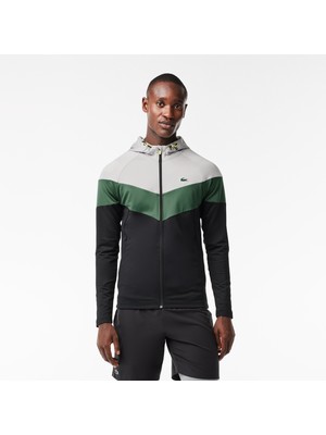 Lacoste Active Erkek Kapüşonlu Renk Bloklu Siyah Sweatshirt