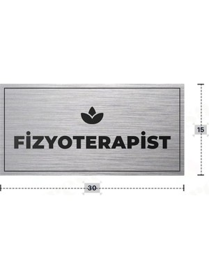 Azresa Fızyoterapıst Yazılı - Metal - Gümüş Renk - Kapı Isimliği - 30X15 cm