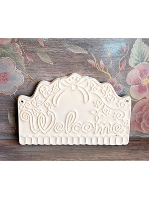 Baykuşca Boyanabilir Seramik Welcome Pano 20*15 cm